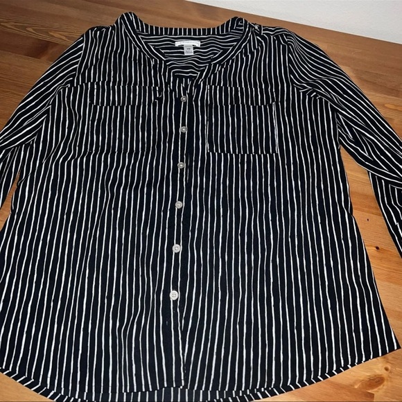 Croft & Barrow Long Sleeve Striped Button Down Blouse - Picture 7 of 9